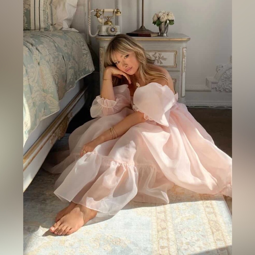 Selkie Peach Skin French Puff Dress - Size Medium